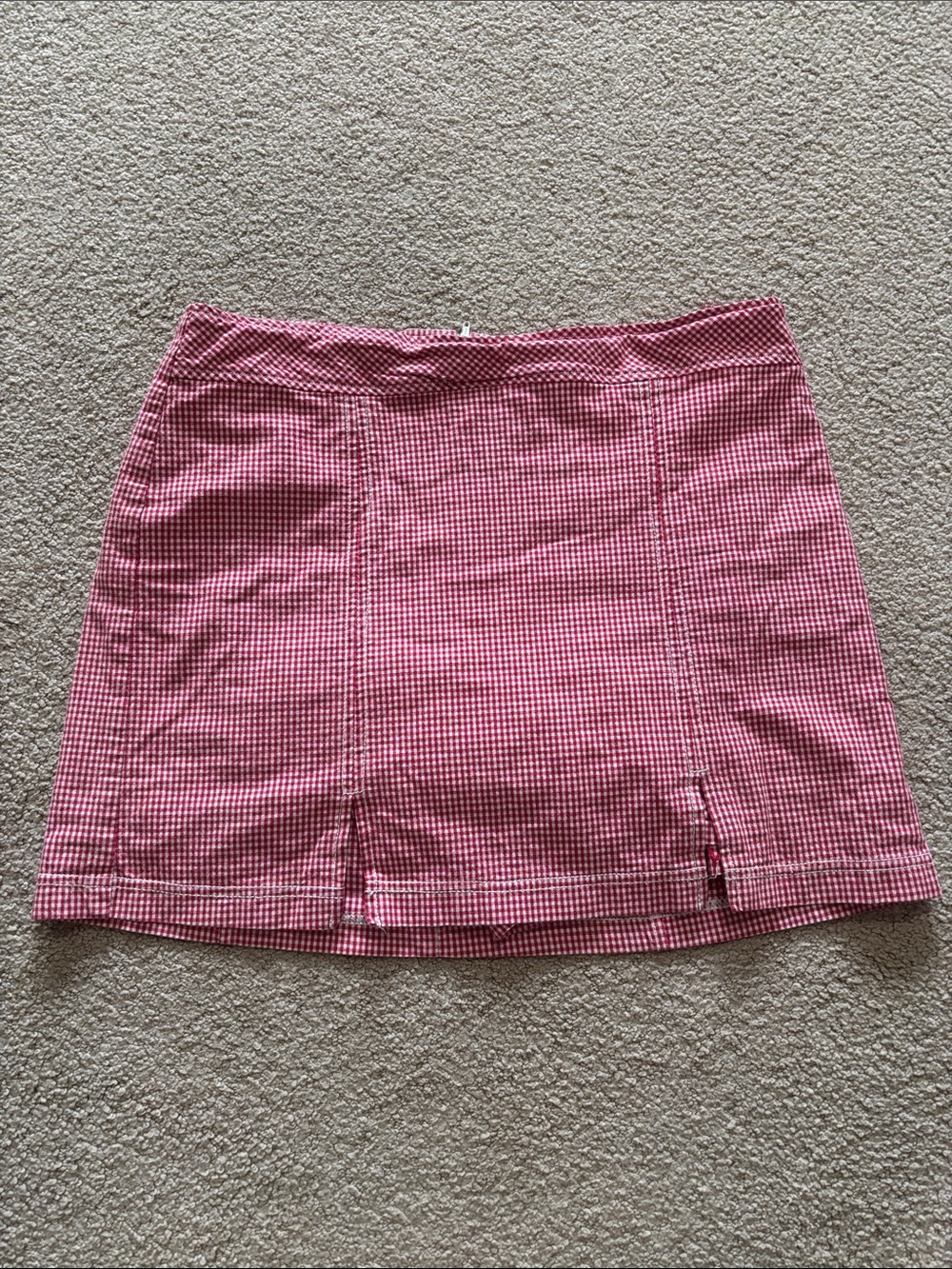 Red Gingham Mini Skort with Double Front Slits